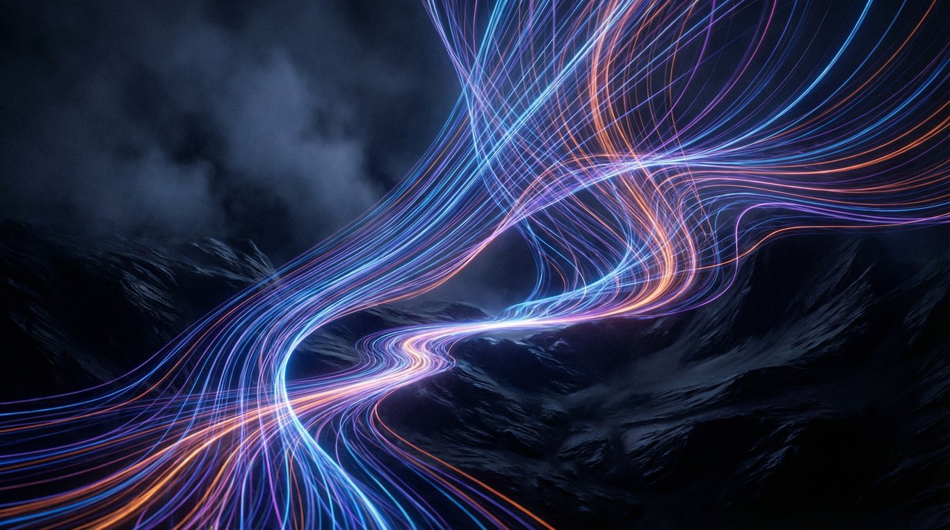 Schéma conceptuel lumineux montrant un cycle itératif continu avec des engrenages technologiques