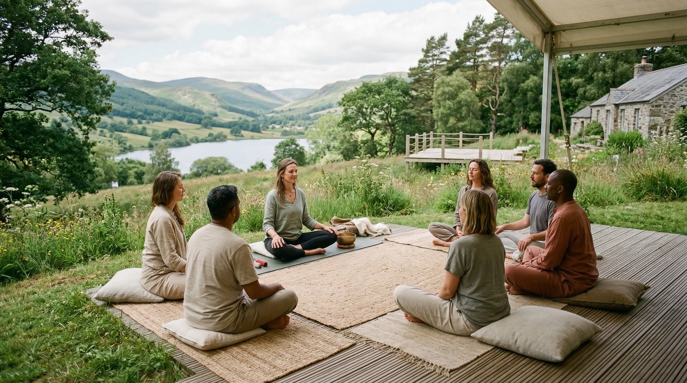 Groupe en cercle dans la nature
