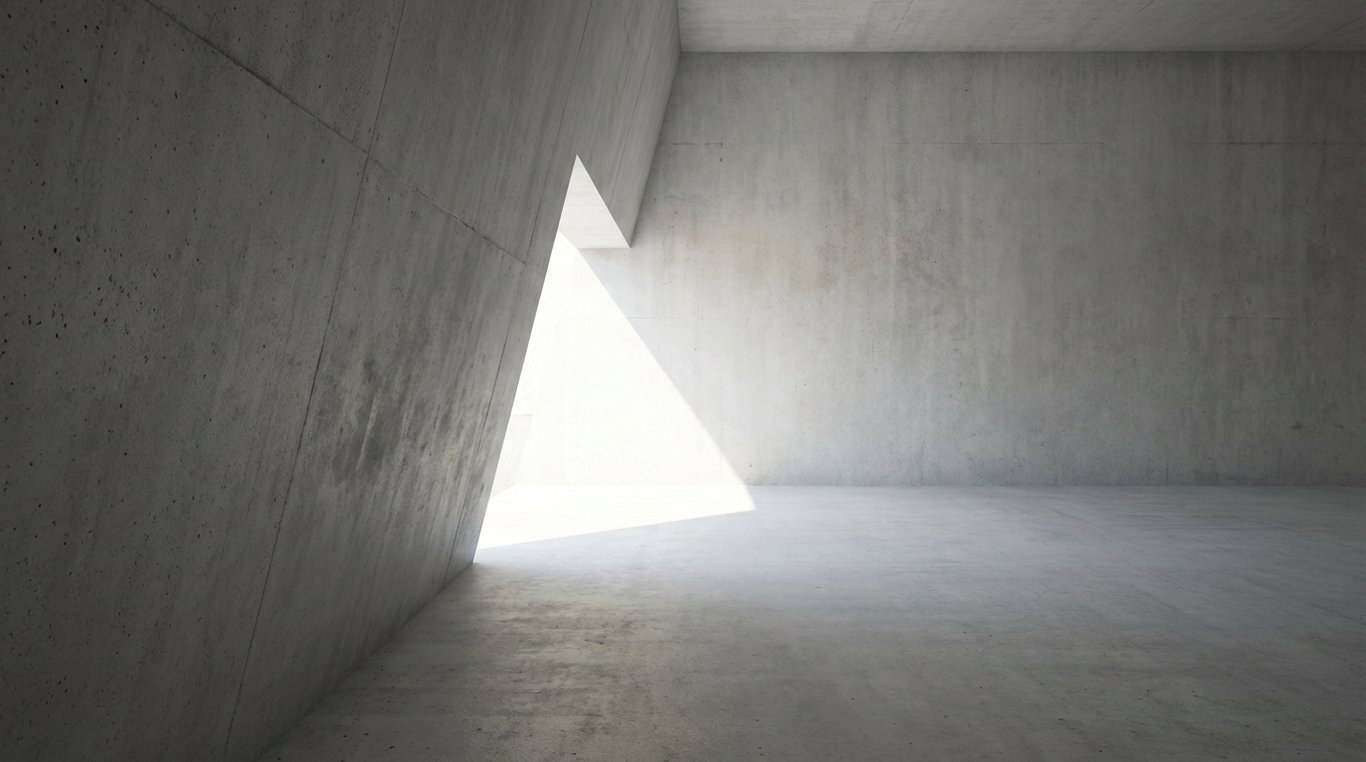 Architecture intérieure minimaliste avec murs en béton brut