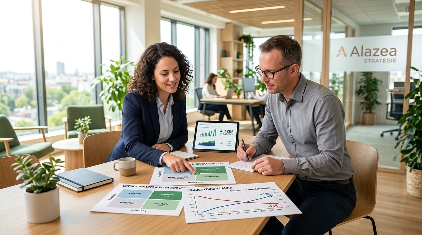 Visuel illustrant la durabilité intégrée à la stratégie d’entreprise