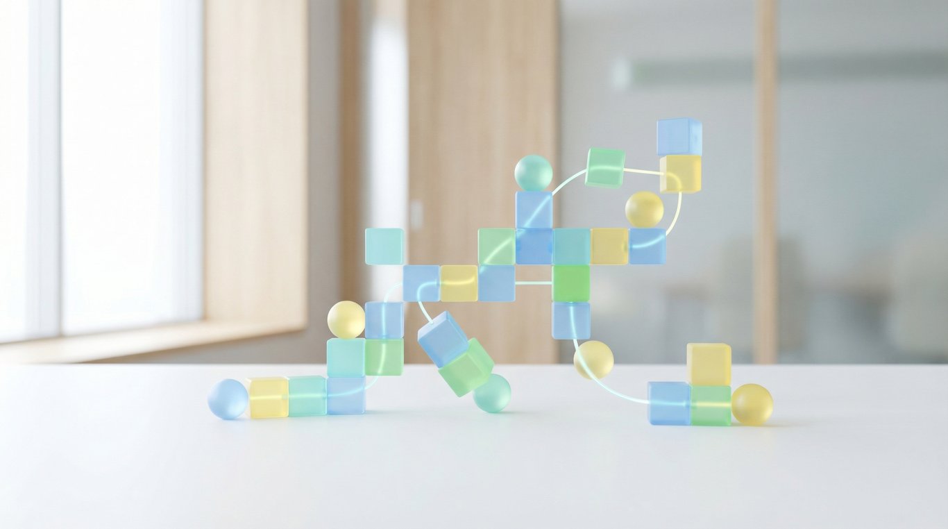 Interface utilisateur montrant un curseur déplaçant un widget 'Revenus' dans une grille magnétique propre et blanche