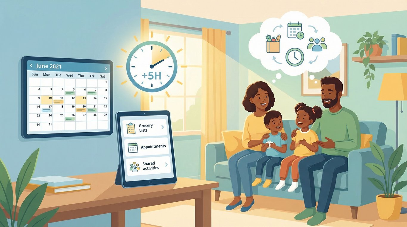 Photo de profil de la famille Martin, parents souriants avec deux enfants