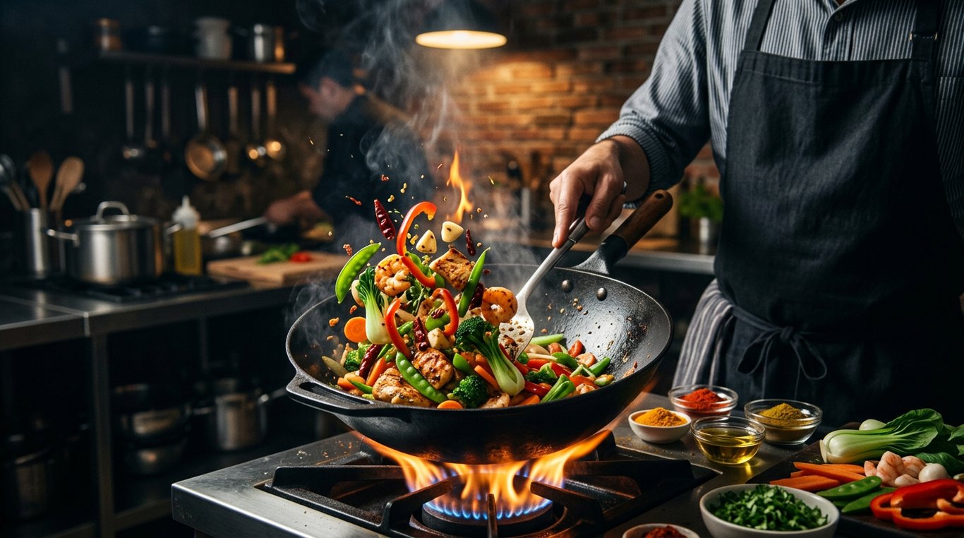 Plat gastronomique aux saveurs asiatiques