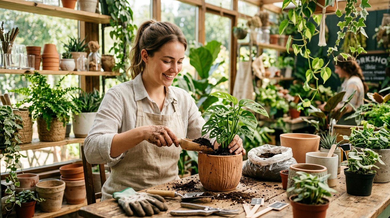 Mur végétal intérieur avec plantes tropicales et éclairage LED doux