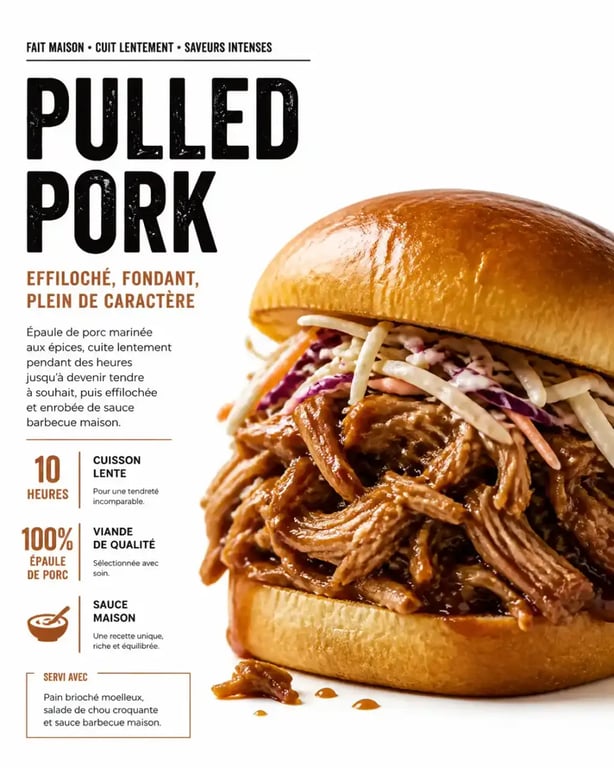 Recette de pulled pork servi dans un pain brioché