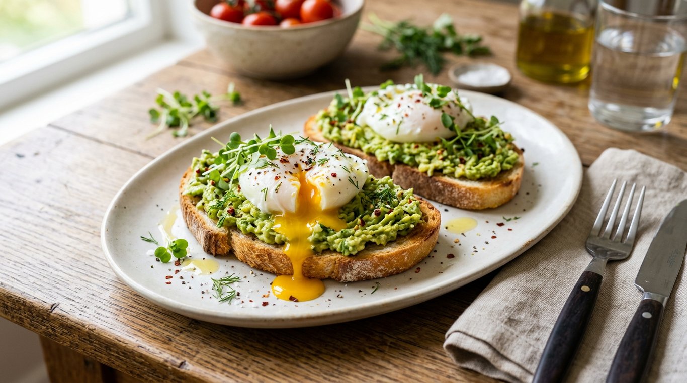 Tartines gourmandes à l'avocat avec œuf poché