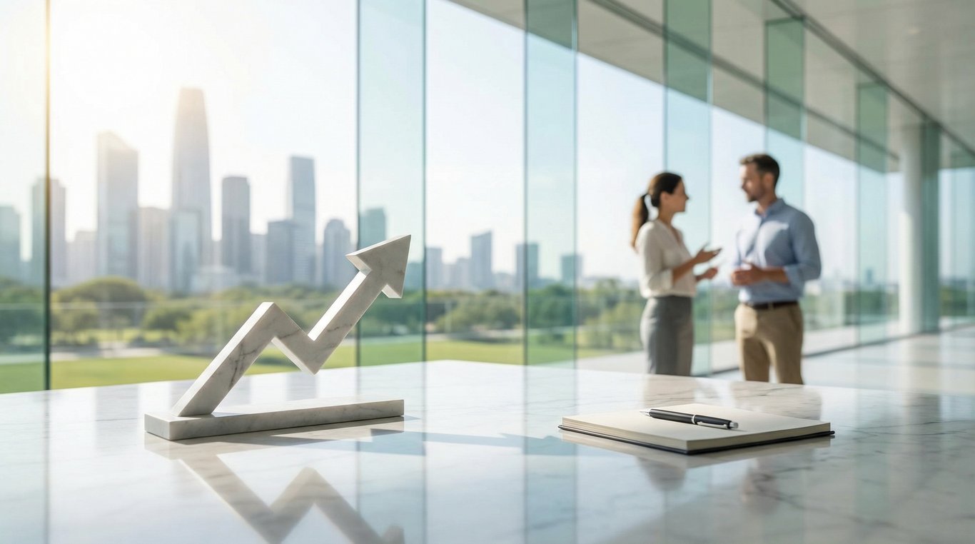 Photo minimaliste d'une salle de réunion exécutive avec des graphiques financiers projetés sur du verre