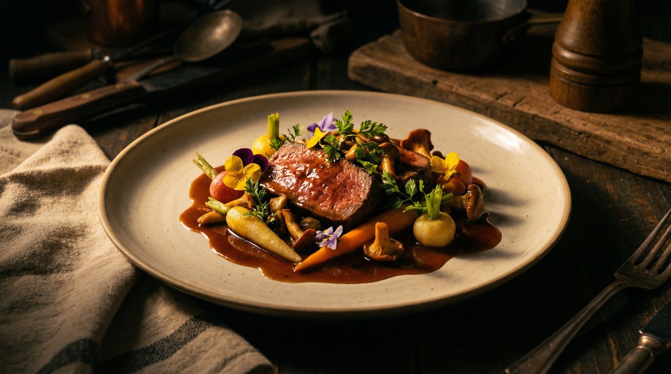 Plat gastronomique élégant