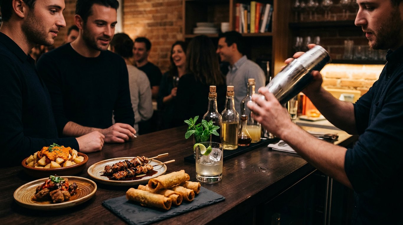 Préparation de cocktails et tapas