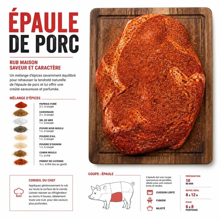 Préparation de l'épaule de porc avec le rub d'épices