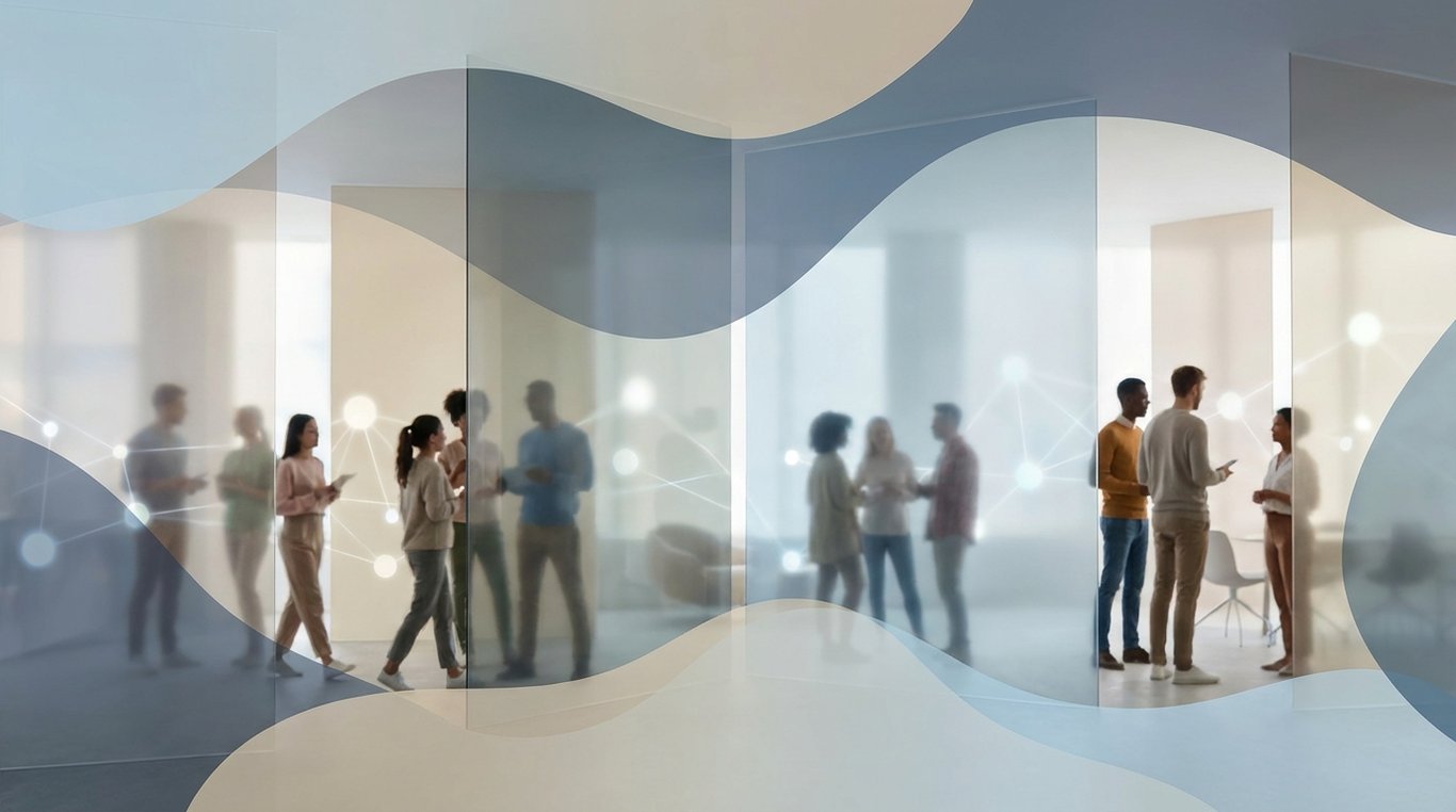 Bâtiment moderne en verre et acier à Bruxelles ou Strasbourg, contre-plongée, ciel bleu