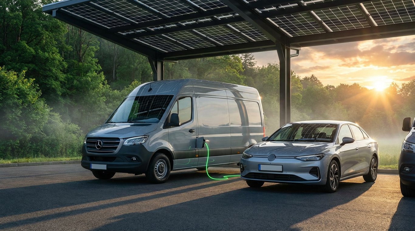 Technicien installant un boîtier éco-carburant sur un camion de livraison