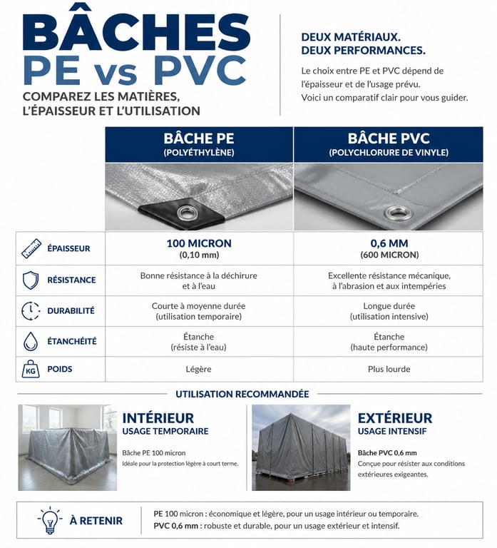 Comparatif des types de rouleau bâche selon l'usage et l'épaisseur