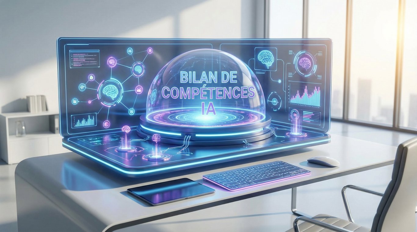 Illustration abstraite d'un réseau neuronal artificiel connecté à une silhouette humaine, symbolisant l'analyse de profil par intelligence artificielle