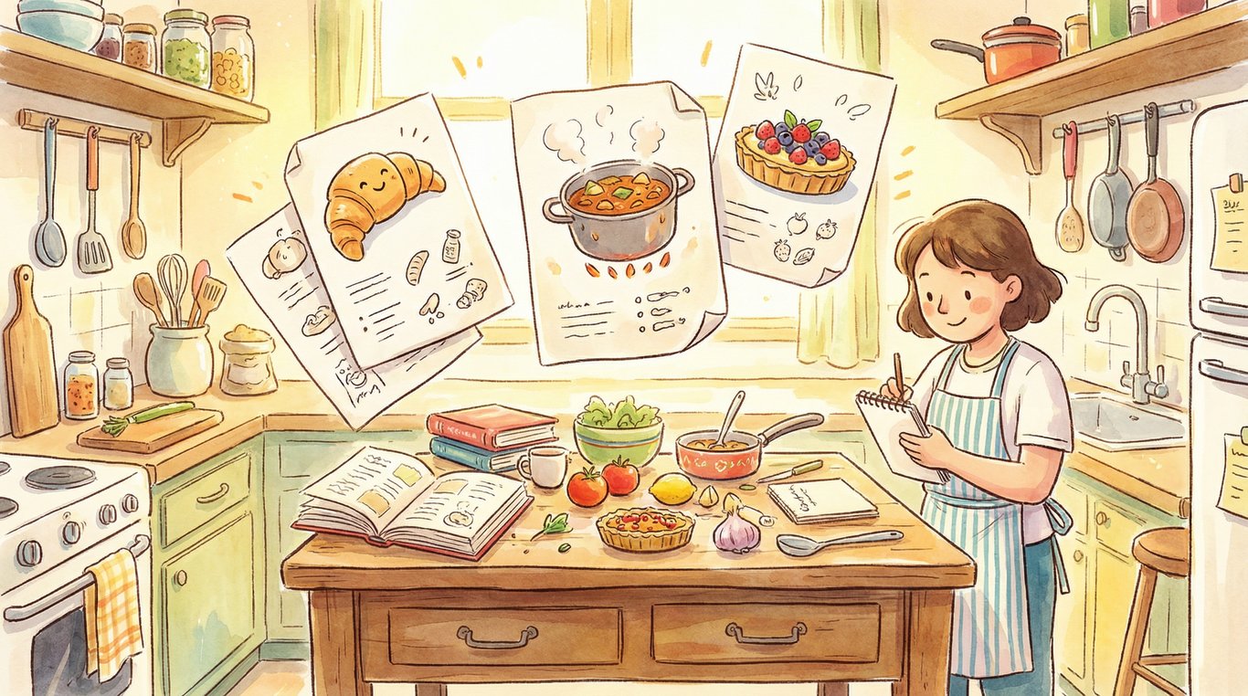 Dessin d'ingrédients pour une tarte rustique