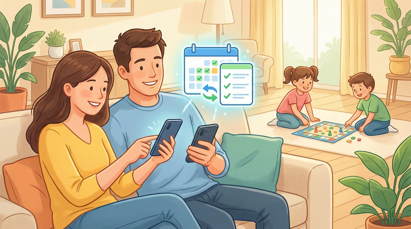 Photo de profil de la famille Roux, parents et adolescents souriants