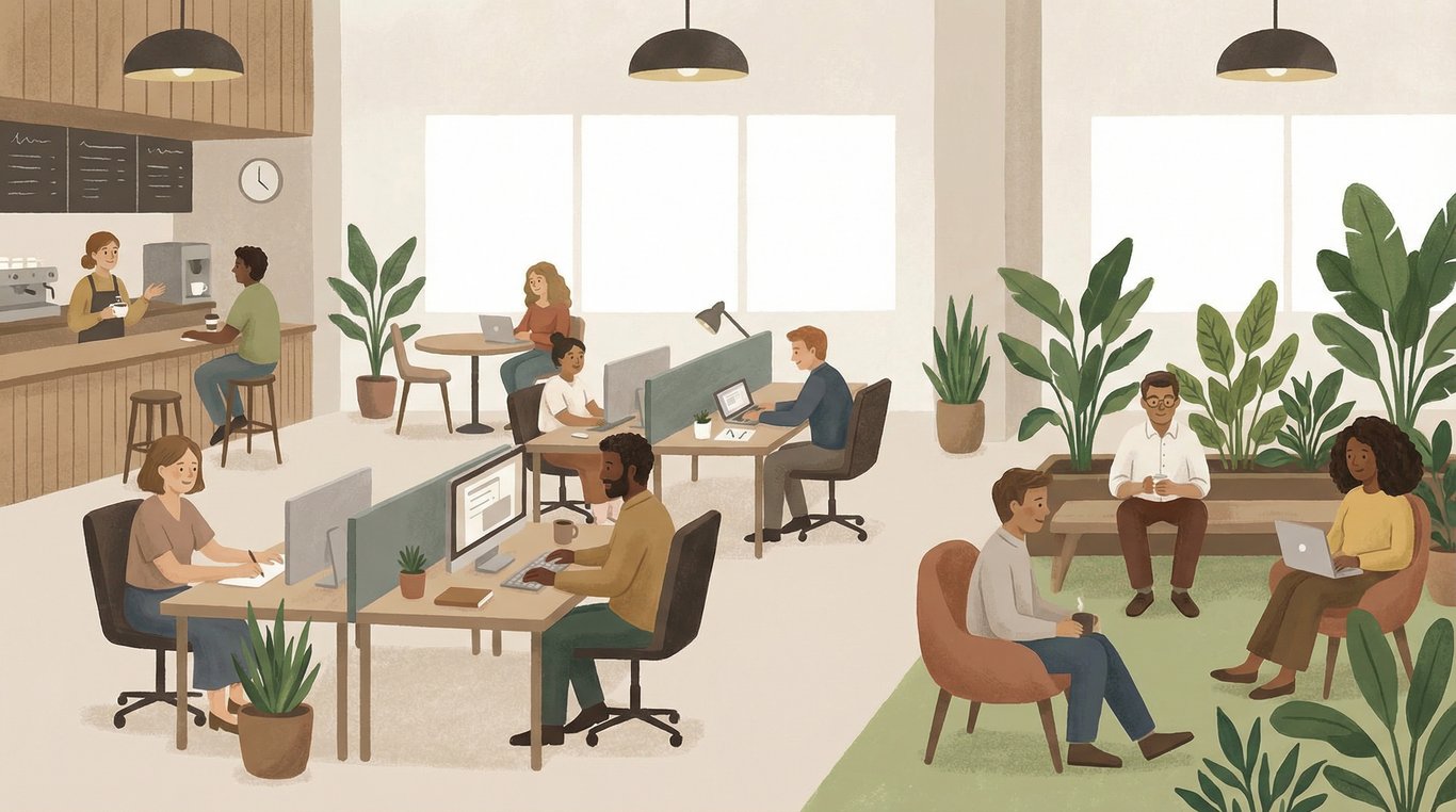 Portrait illustré d'un groupe diversifié de personnes jardinant ensemble, style joyeux et inclusif