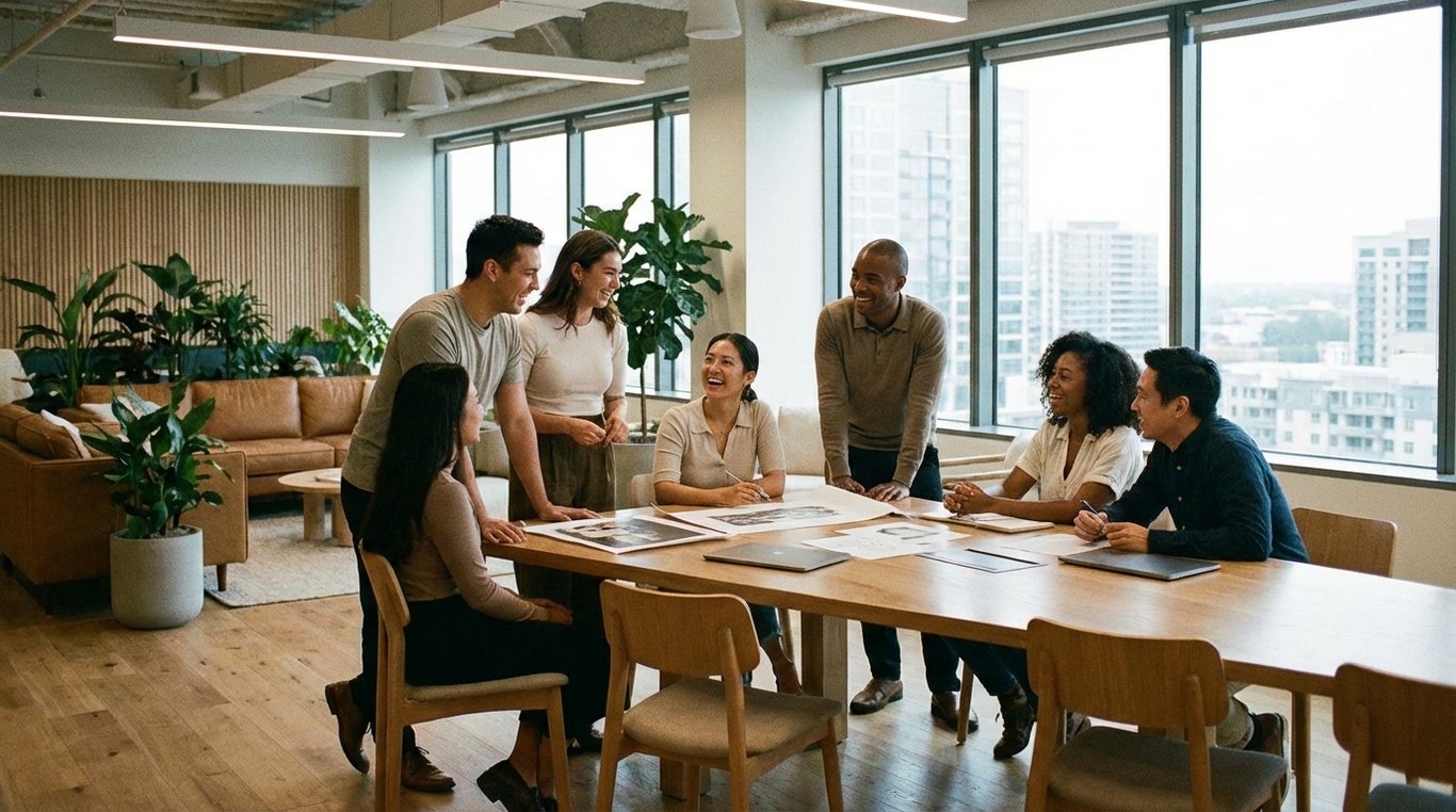 Texture matière brute : pierre calcaire ou béton lissé, éclairage rasant révélant le grain