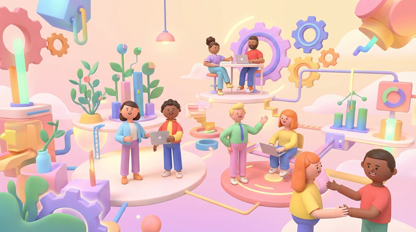 Photo professionnelle de l'équipe Mixo Média dans un bureau moderne et lumineux