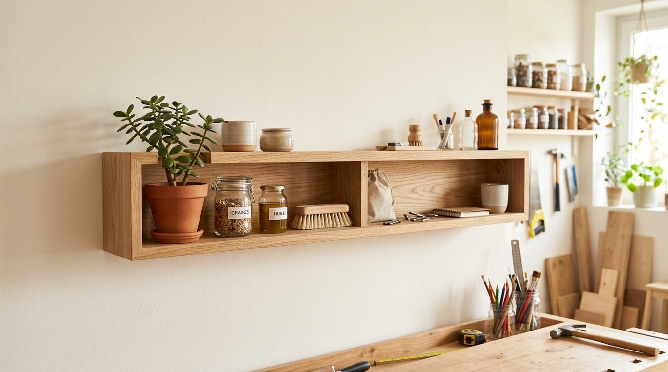 Support mural décoratif en bois pour organiser la maison