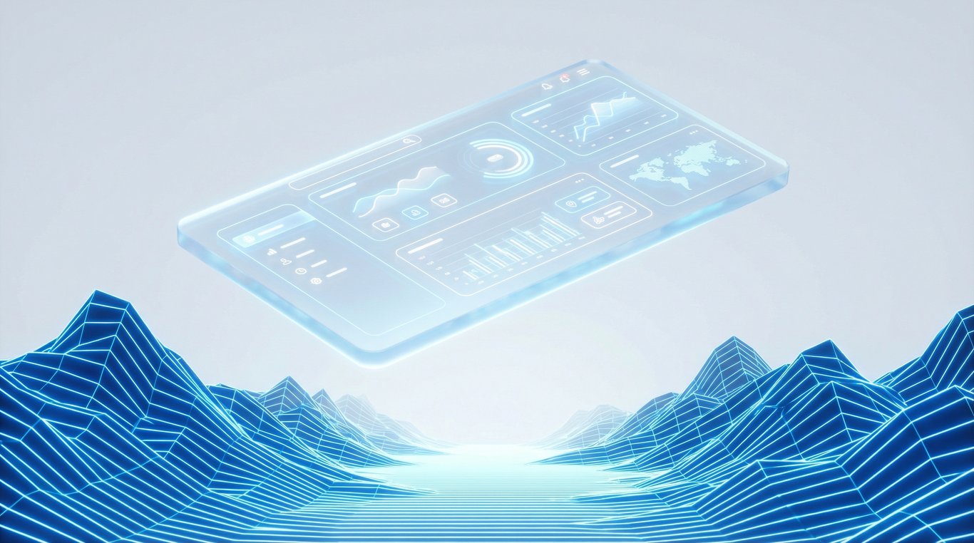 Interface Alti Manager tableau de bord isométrique en verre dépoli