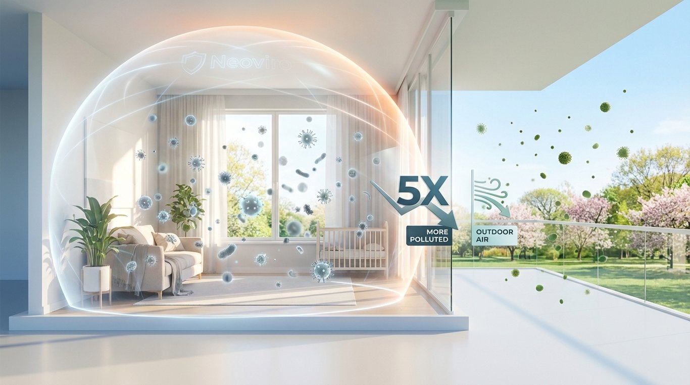 Représentation microscopique de la charge virale dans l'air