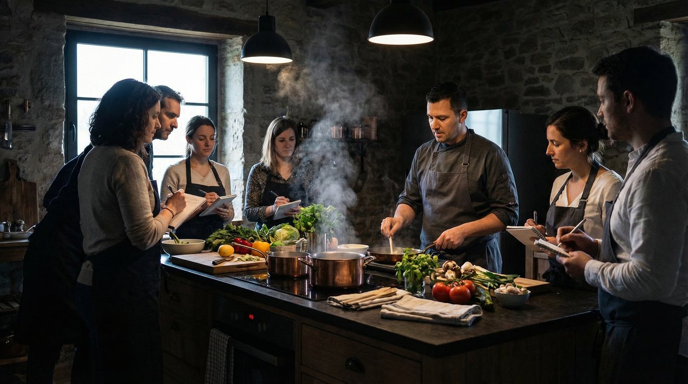 Groupe participant à un atelier culinaire