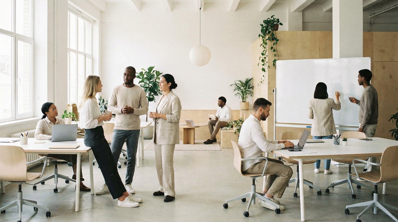 Composition abstraite de formes géométriques ordonnées symbolisant l'organisation et la méthode