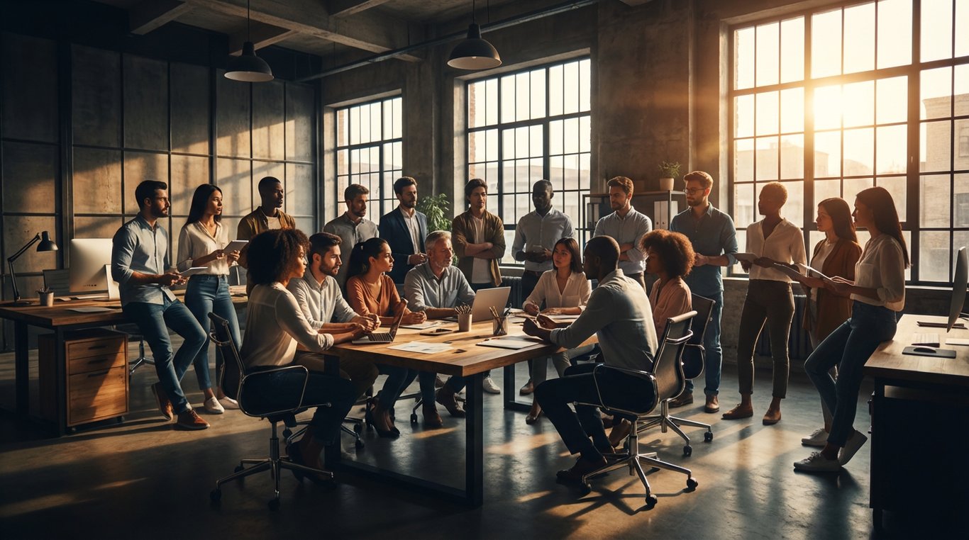 Équipe de direction discutant de la stratégie d'investissement