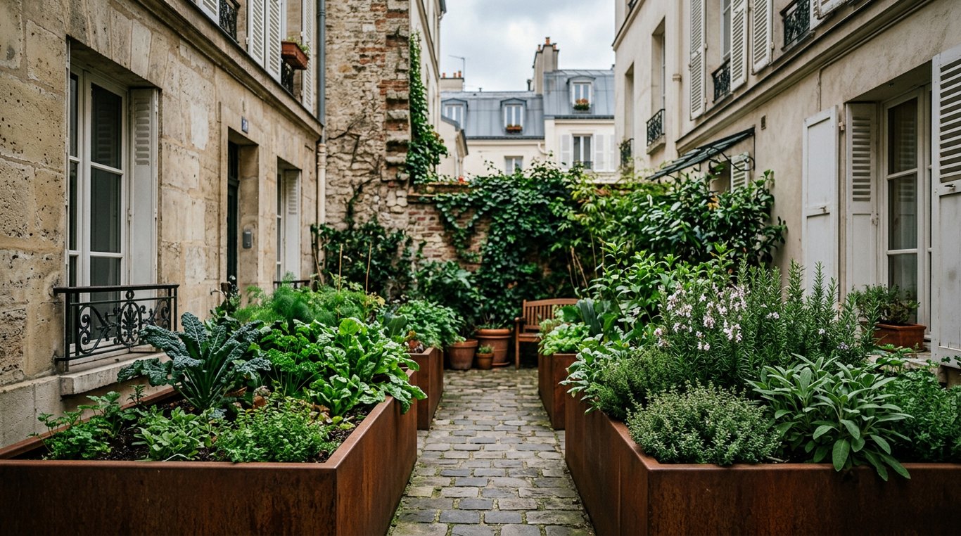 Cour intérieure urbaine avant aménagement