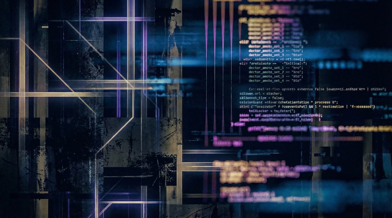 Composition de formes géométriques colorées se chevauchant en grille cassée