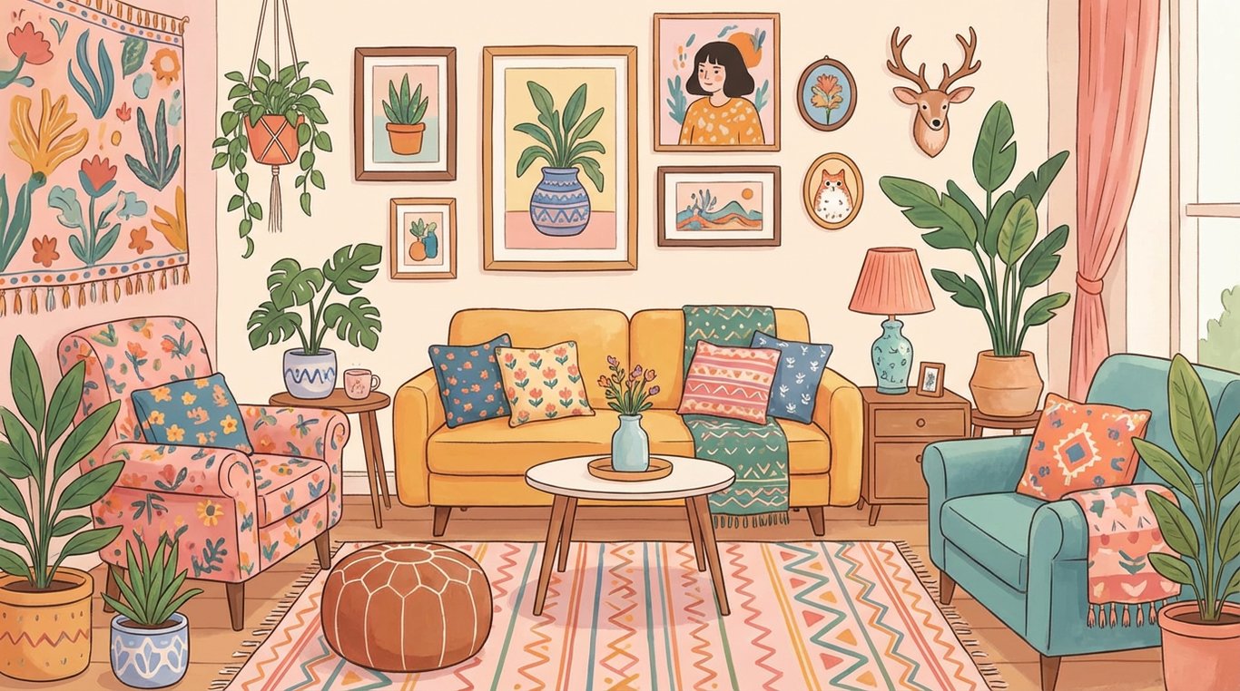 Intérieur salle à manger style années 80 revisité