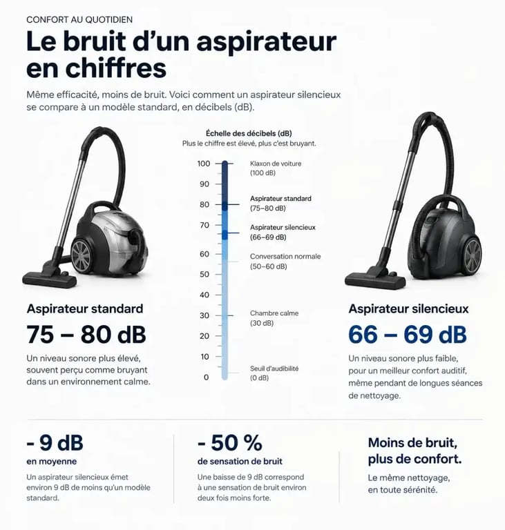 Comparatif des niveaux sonores pour choisir le meilleur aspirateur avec sac silencieux et puissant