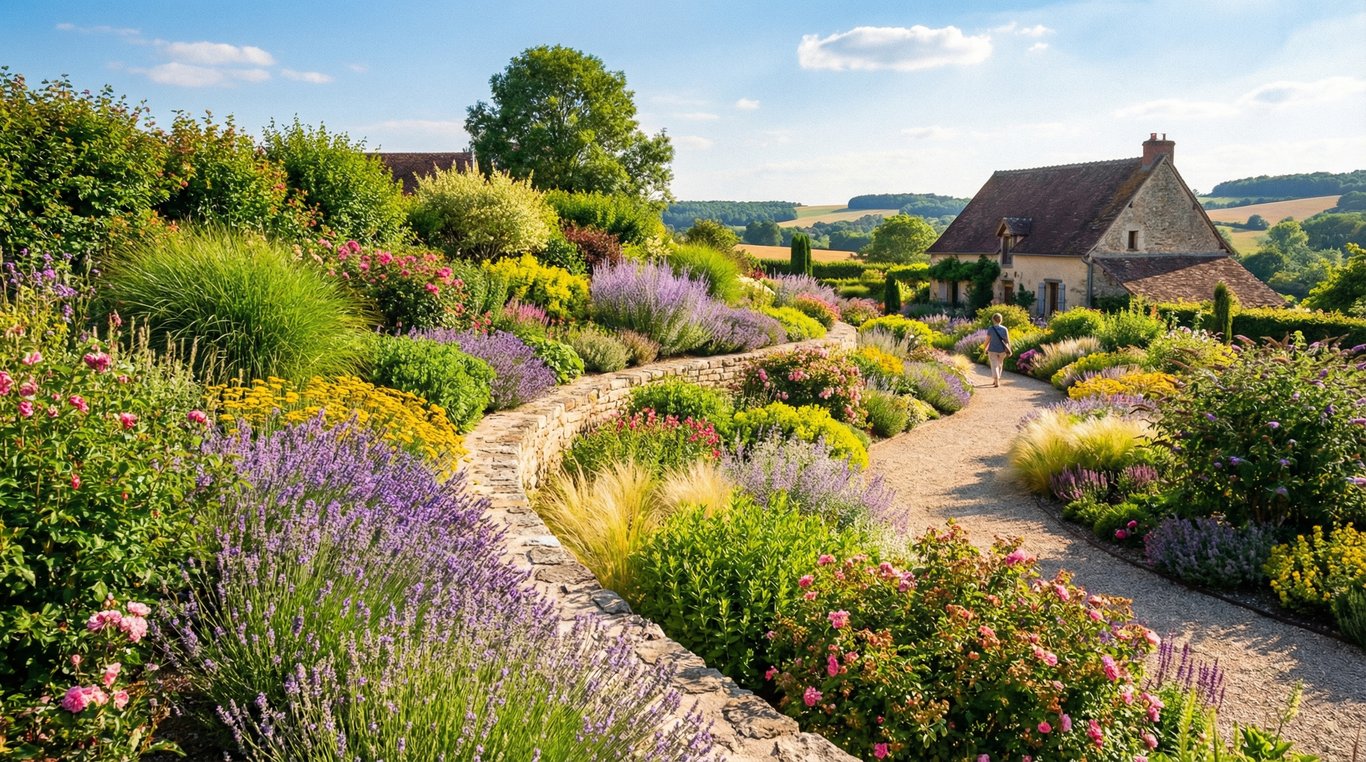 Bordures de jardin sinueuses avec fleurs colorées