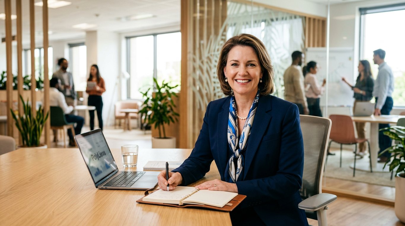 Claire Martin, présidente de PolyLiens, souriante