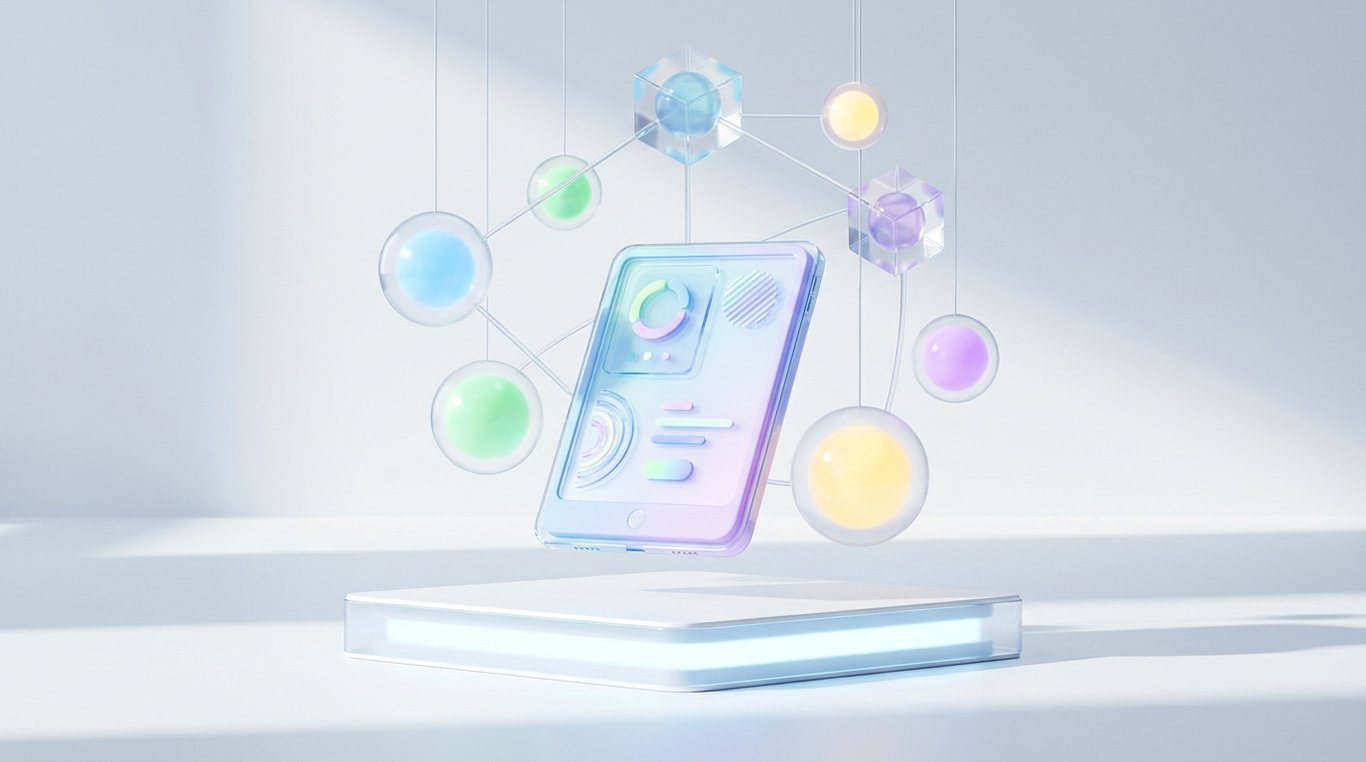 Illustration abstraite d'un cerveau humain connecté à des formes géométriques colorées