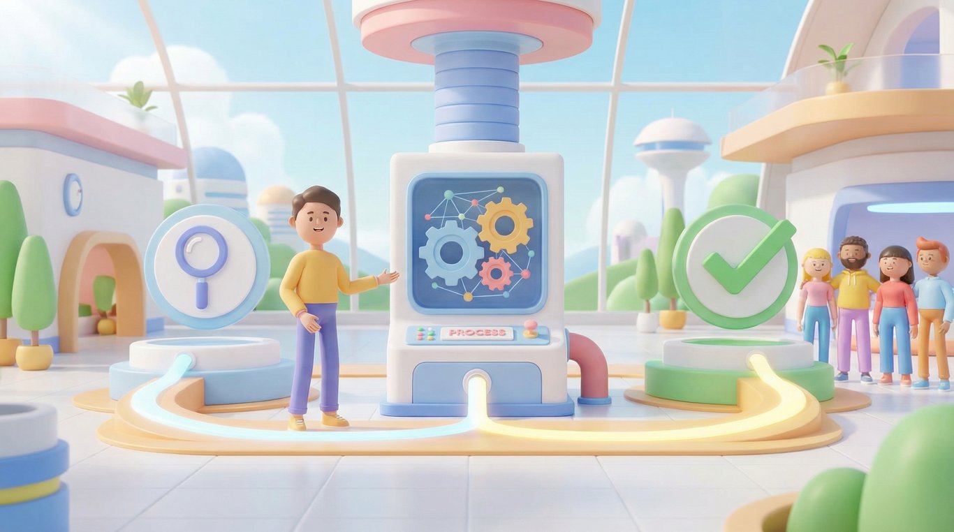 Illustration du cycle d'investissement : d'un smartphone à un immeuble, puis des pièces de monnaie revenant au smartphone