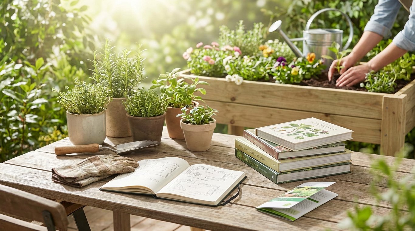 Terrasse aménagée avec des pots en terre cuite