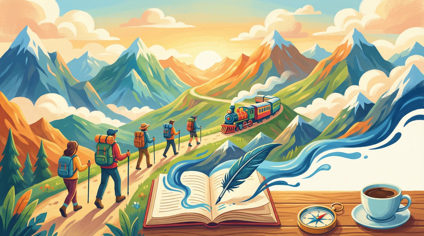 Illustration aquarelle d’un lama devant les ruines du Machu Picchu, style artistique avec contours à l’encre