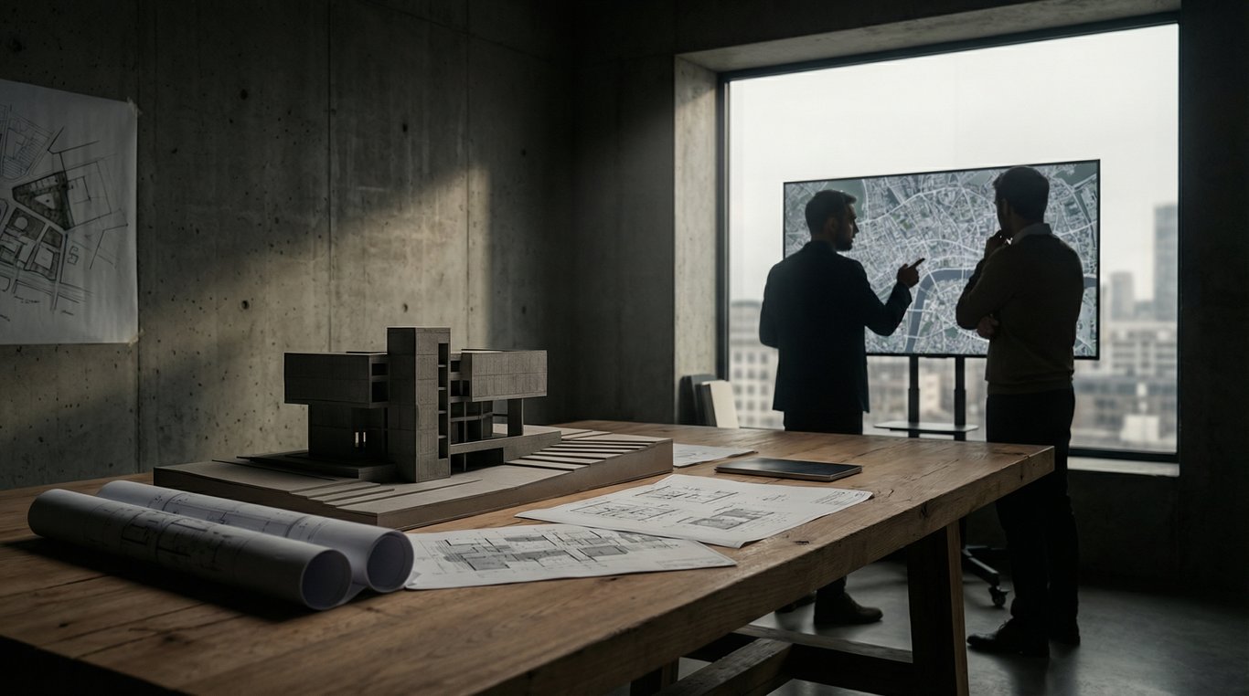 Portrait en noir et blanc de Camille Moreau, designer urbain, visage avec trait jaune barré sur les yeux