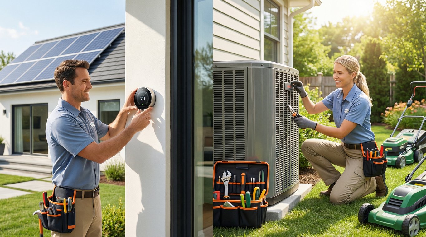 Technicien ClimaCasa expliquant un thermostat