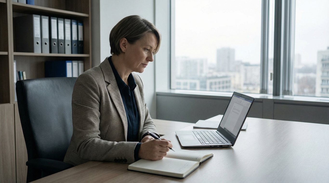 Portrait de Claire Dubois, rédactrice en chef, en noir et blanc, style corporate sérieux