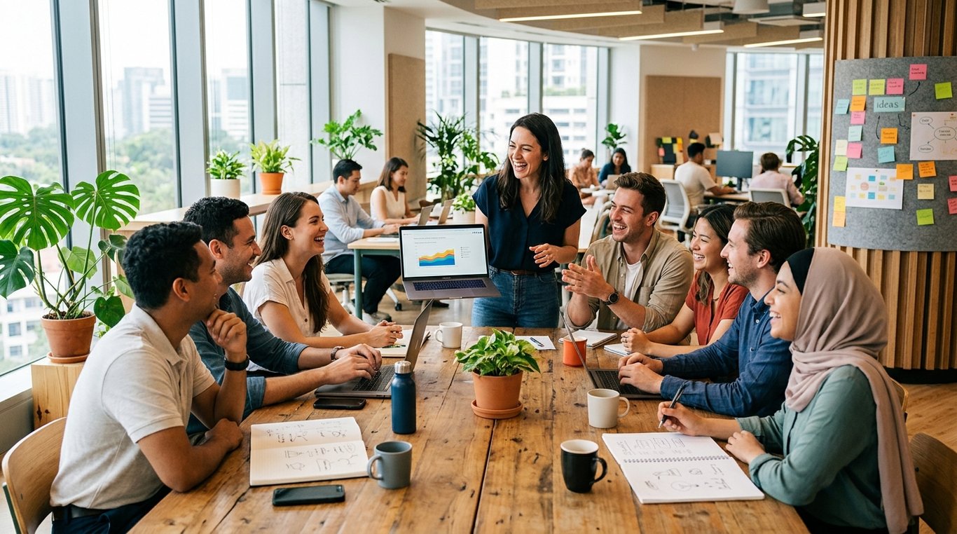 Portrait lifestyle de La Soldeuse travaillant dans un café
