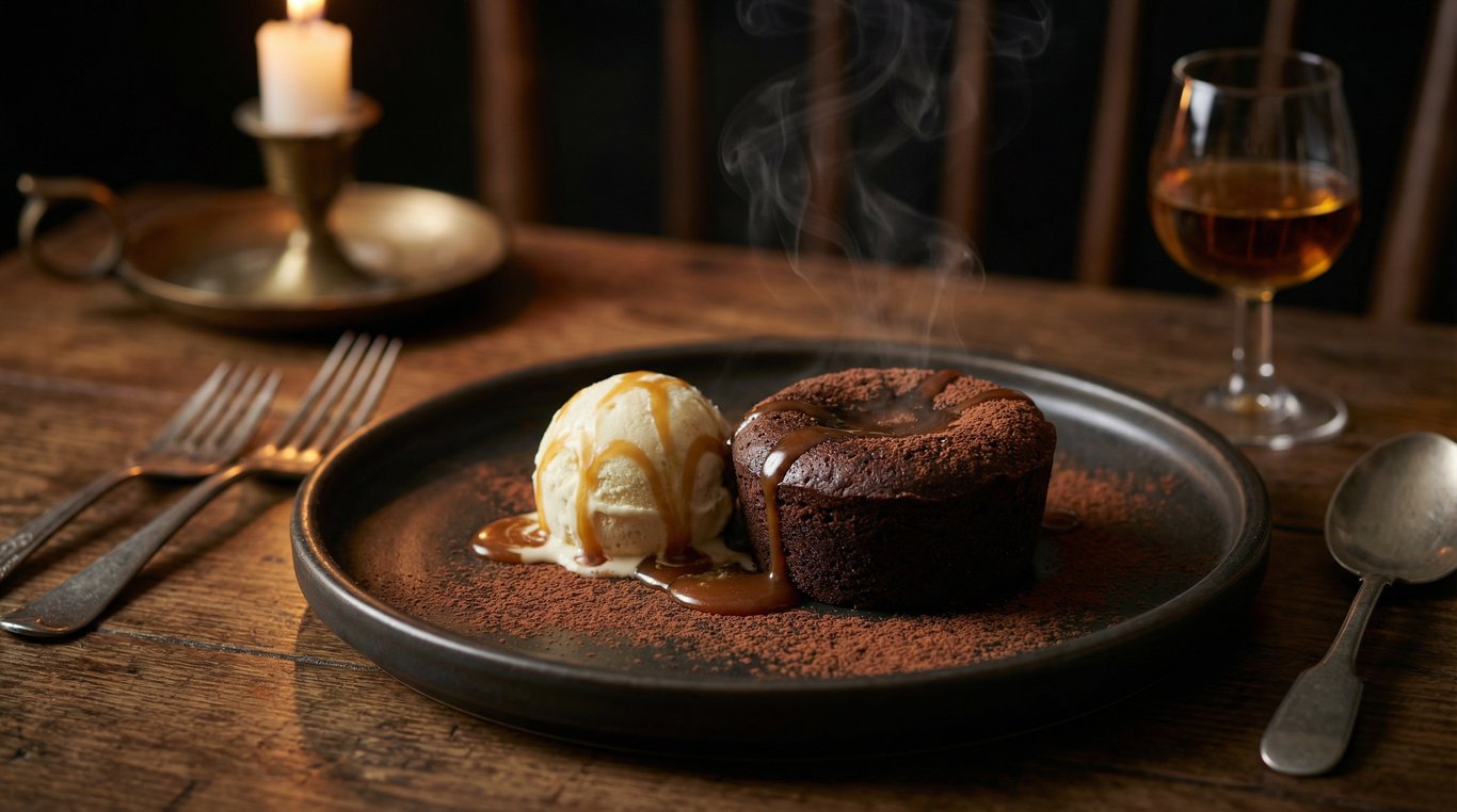 Dessert signature en clair-obscur