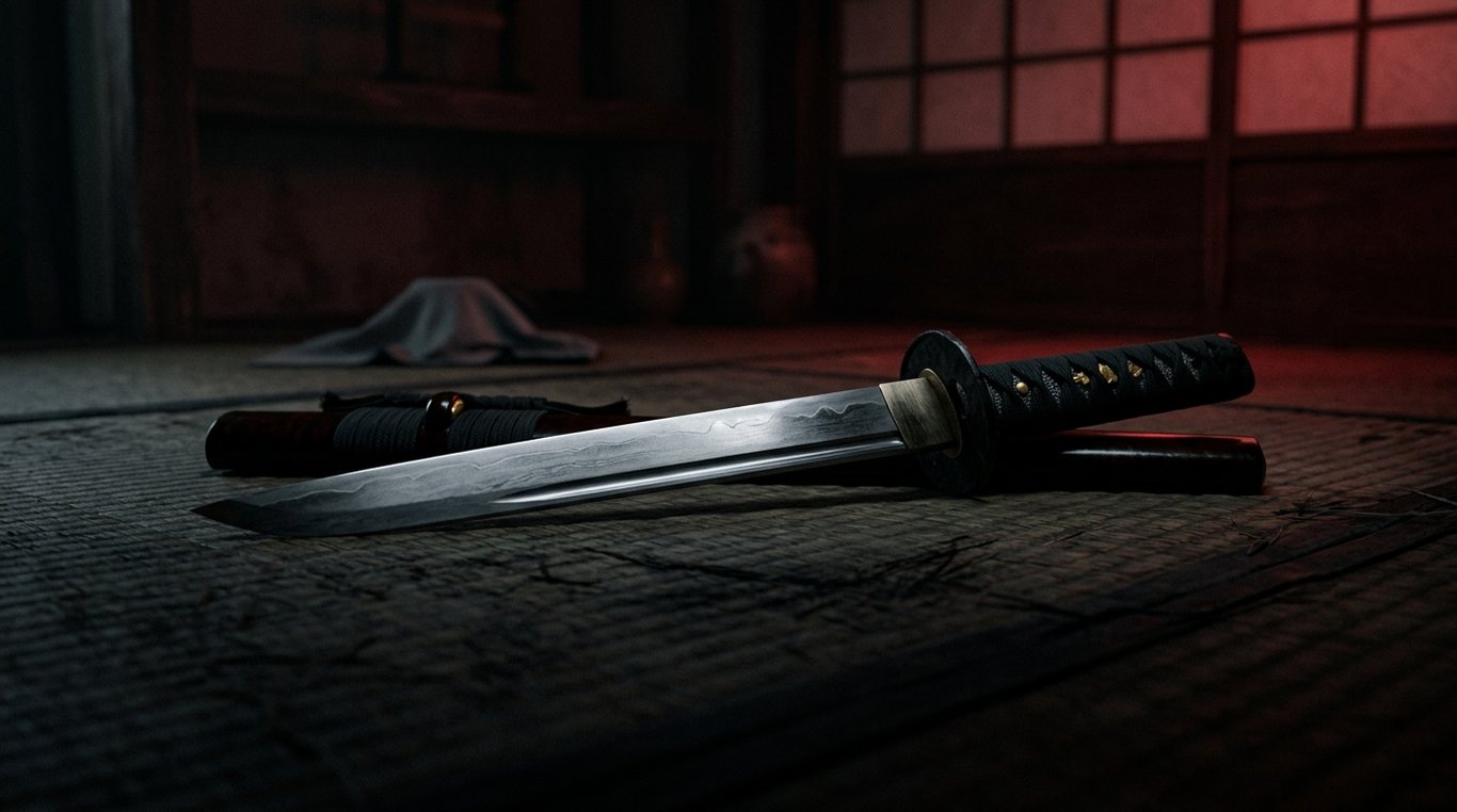 Lame de tanto japonais sur un tatami