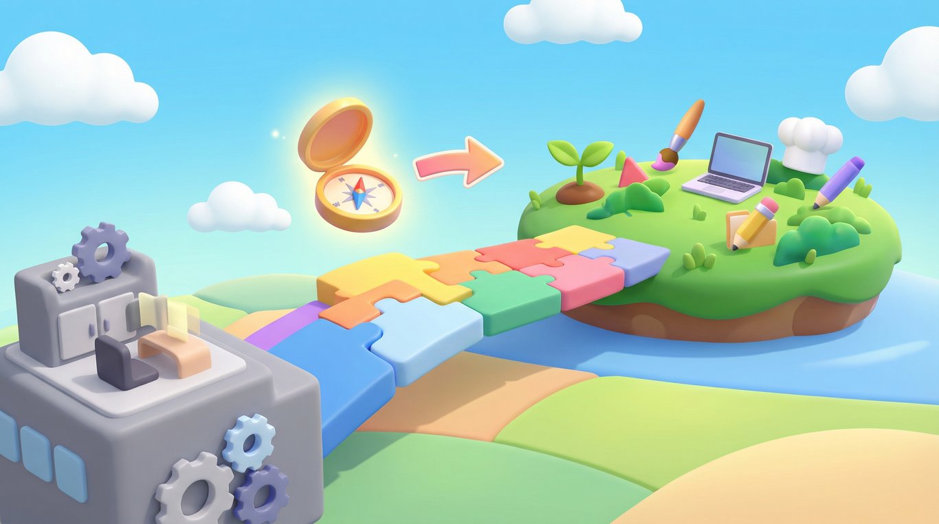 Une boussole moderne posée sur une carte topographique minimaliste