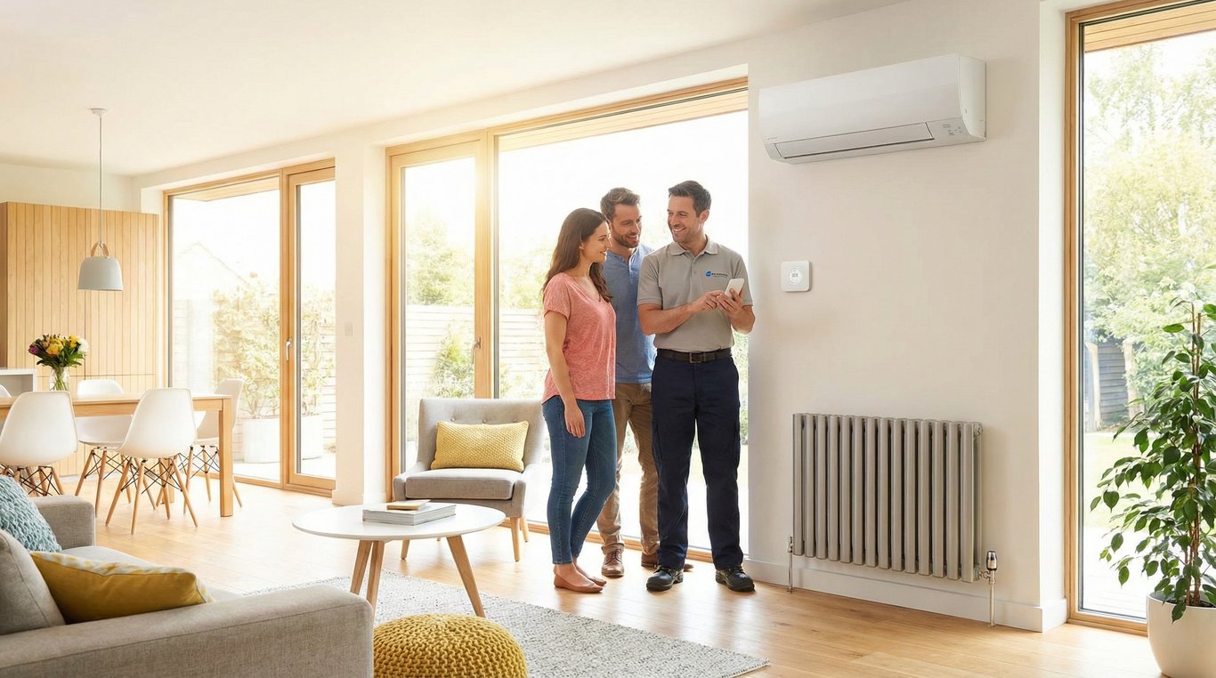 Unité extérieure de pompe à chaleur dans un jardin