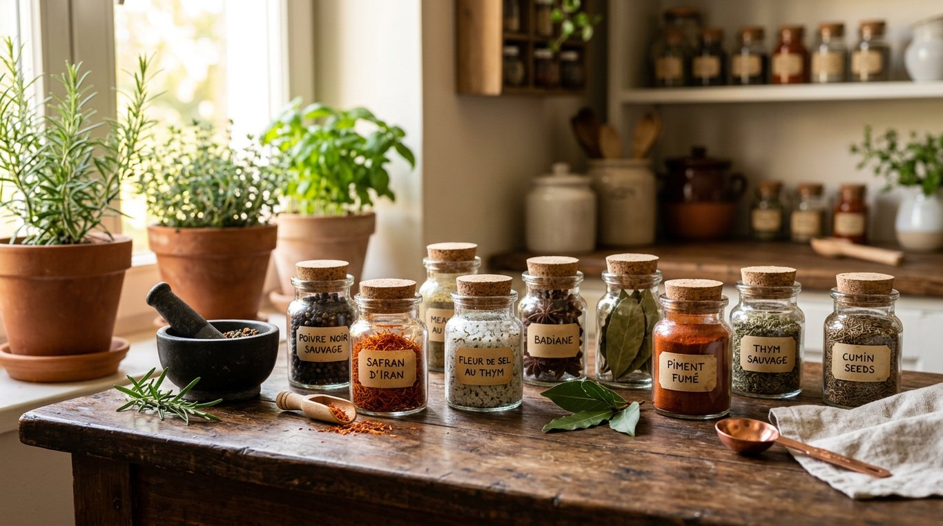 Collection d'herbes et épices rares
