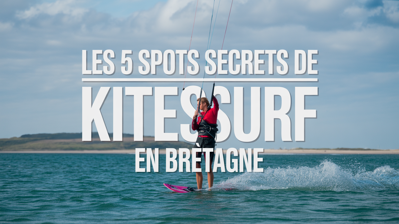 Voile de kitesurf colorée contrastant avec un ciel breton dramatique et une mer agitée