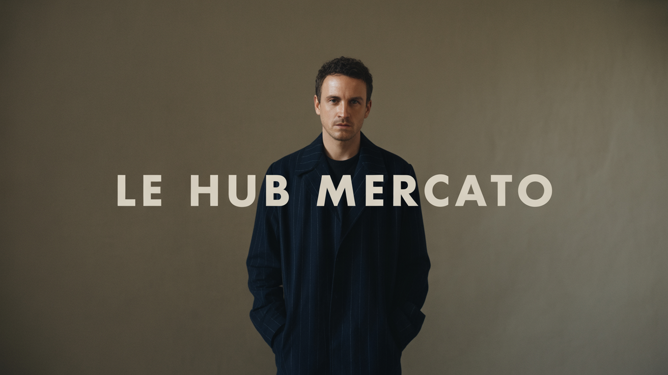 Un stylo de luxe signant un contrat sur un bureau, avec un maillot de football flou en arrière-plan